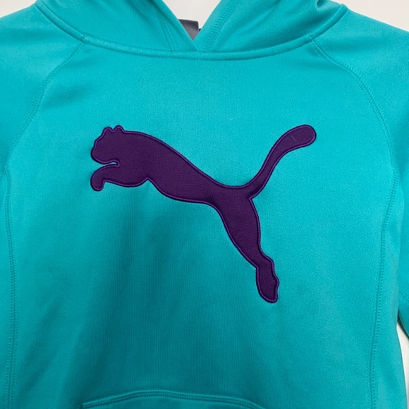 3/$30 Girls or unisex Puma hoodie purple and turquoise - Picture 2 of 6
